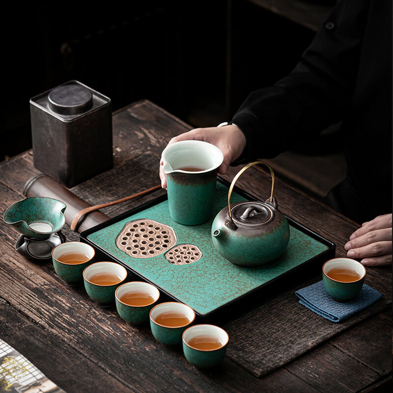 功夫茶具套裝家用客廳簡約陶瓷茶盤輕奢現代小套提梁壺茶具禮盒裝