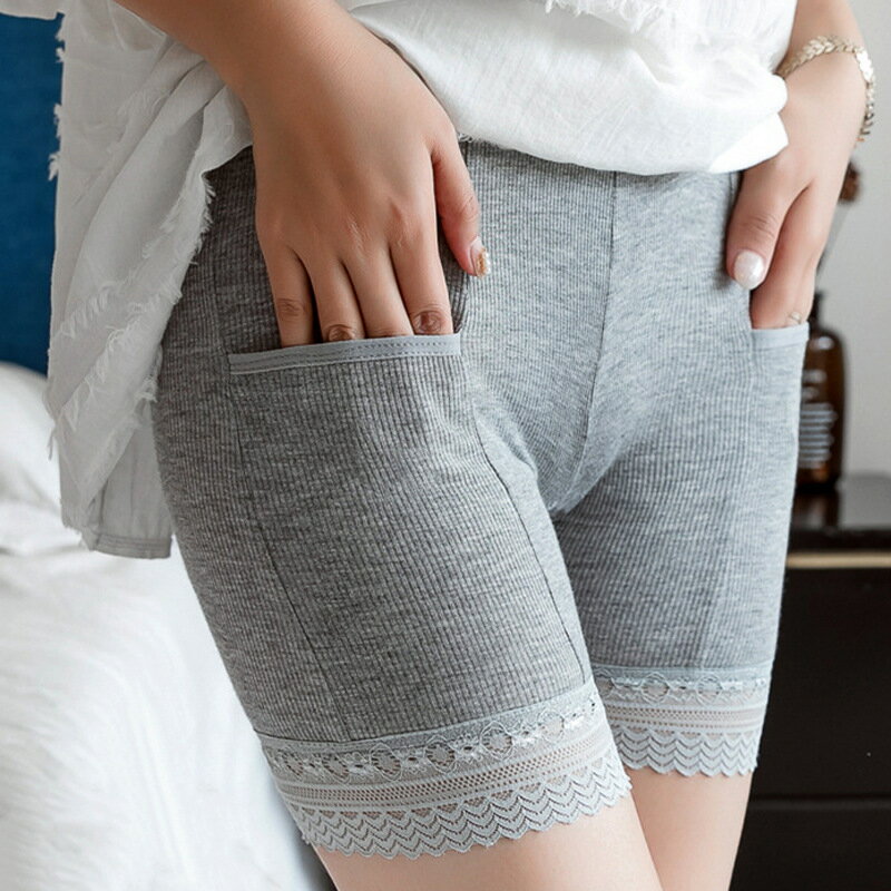 安全褲打底褲-棉帶口袋高腰高彈透氣女褲子2色74iw1【米蘭精品】【獨家進口】
