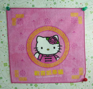 【震撼精品百貨】Hello Kitty 凱蒂貓 方巾-限量款-粉中國-歡喜 震撼日式精品百貨