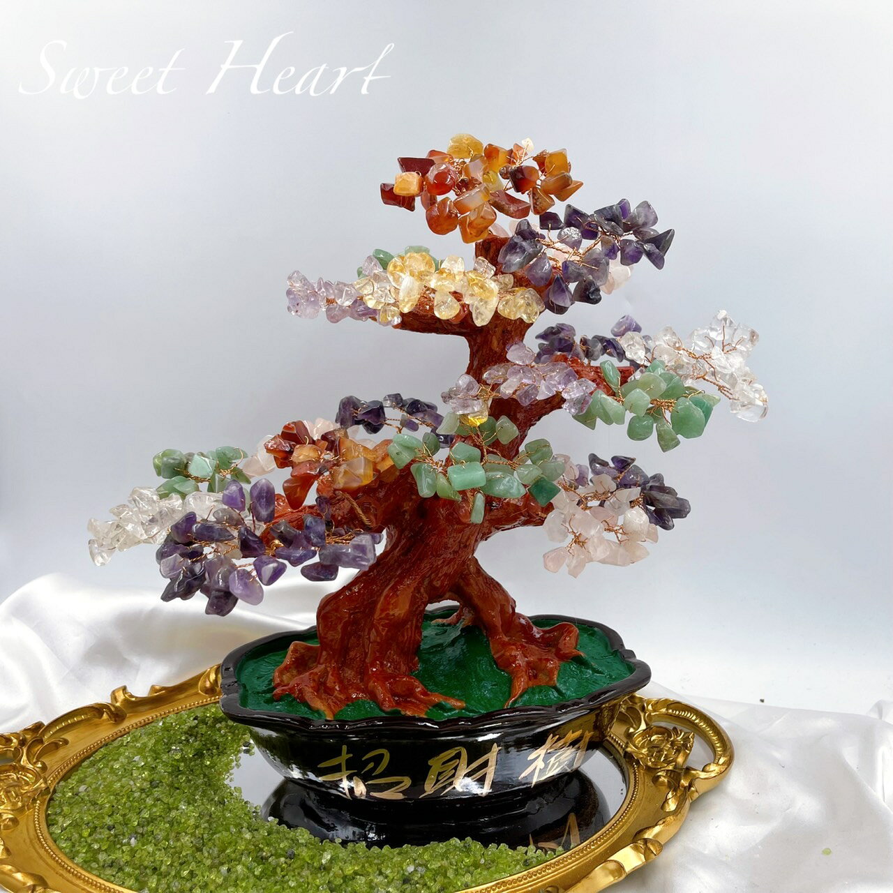 Sweet Heart 田芯開運精選 💯大款天然多色水晶 招財樹 發財樹 旺財開運 擺件❤️可搭晶洞 聚寶盆 鹽燈 1