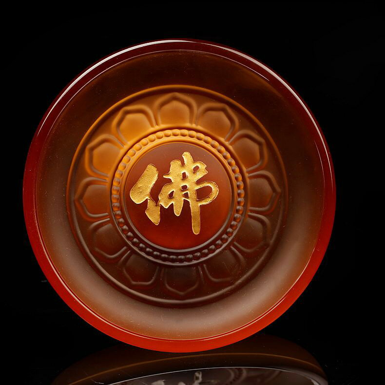佛堂供具佛教聖物七寶琉璃純銅蓮花供盤果碟水果盤佛字貢盤789寸