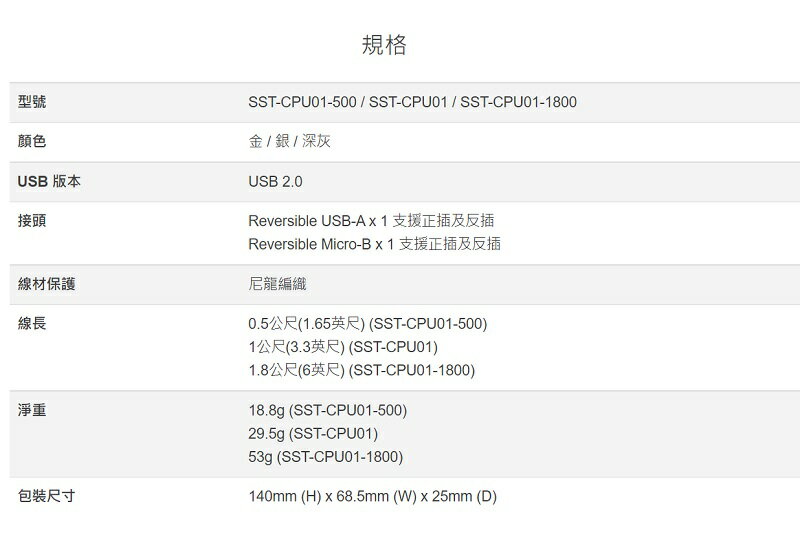 【享最高折300】銀欣 CPU01C 深灰色 USB Type-A轉Micro-B 0.5m/1m 傳輸線 4