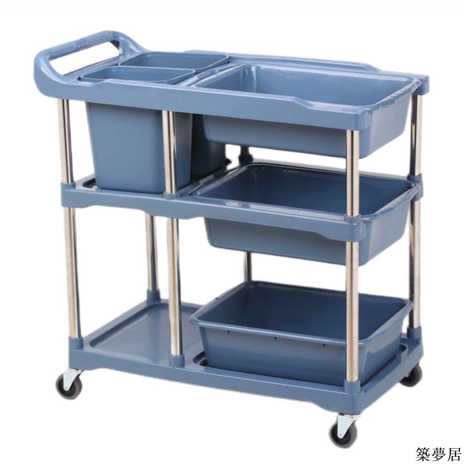 【附發票】工具車 工具箱 工具櫃 餐廳上菜推車酒店收餐車三層小手推車收碗車垃多功能塑膠餐廳飯店