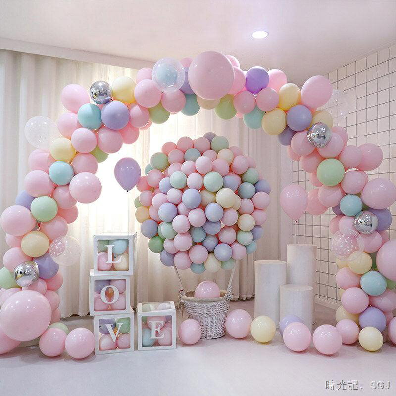 ℡☸✁求婚氣球套餐 氣球佈置 派對氣球 寶寶周歲生日佈置兒童派對背景馬卡龍氣球商場店面開業拱門面裝飾