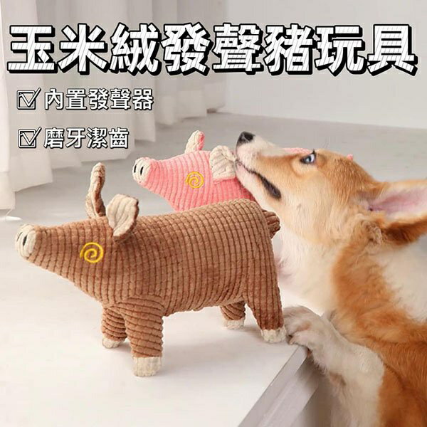 『台灣x現貨秒出』玉米絨發聲豬寵物咬咬發聲玩具 咬咬玩具 狗狗玩具 耐咬玩具 狗玩具 寵物玩具