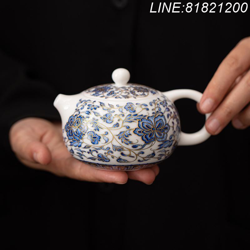 羊脂玉茶具 白瓷茶具 免運/開票 公司貨 輕奢羊脂玉西施茶壺泡茶單壺單個高檔家用耐高溫陶瓷滿花功夫茶具 快速出貨