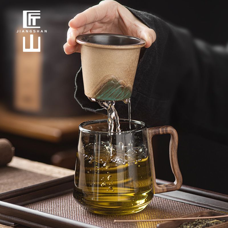 免運 泡茶杯 玻璃杯茶杯陶瓷過濾內膽茶水分離杯專用辦公杯泡茶杯水杯定製logo 快速出貨