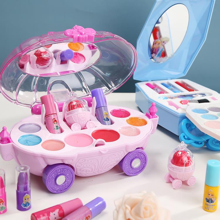 化妝玩具 兒童化妝品玩具女孩套裝無毒愛莎公主口紅小孩女童彩妝盒生日禮物