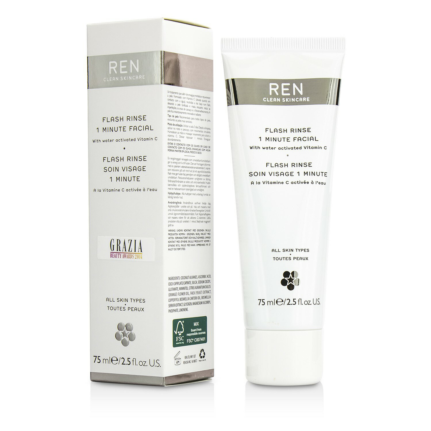 任 Ren - 即效光采再生面膜Flash Rinse 1 Minute Facial 75ml