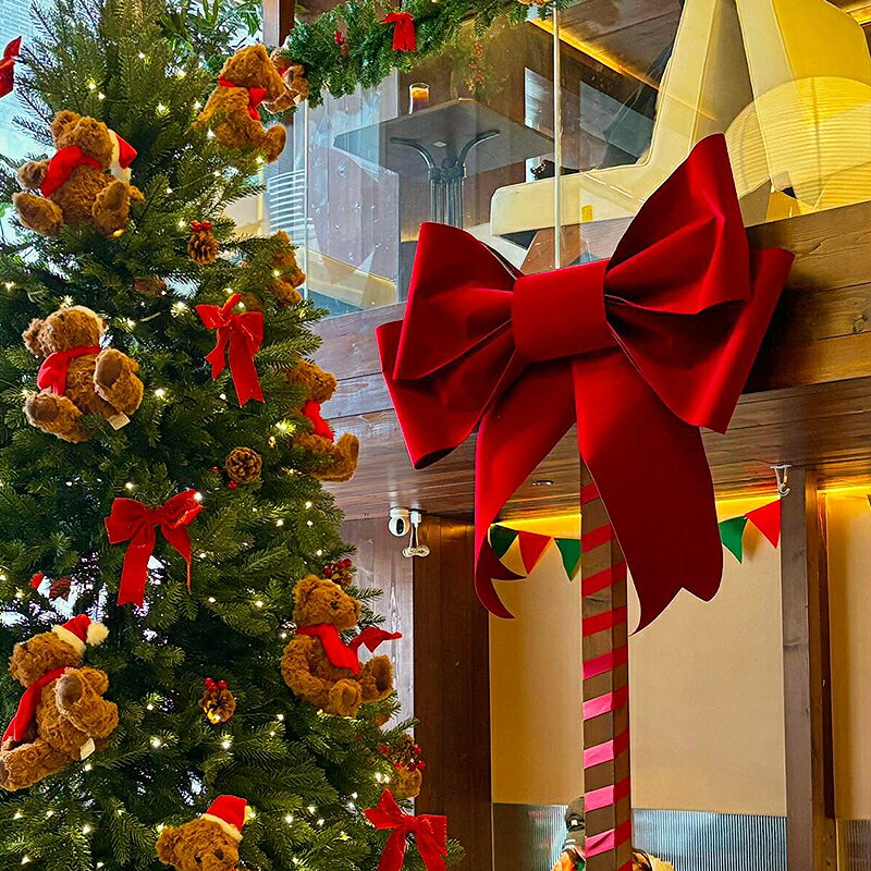 聖誕蝴蝶結超大聖誕節裝飾品場景布置店鋪掛飾造景戶外墻面裝飾【淘夢屋】