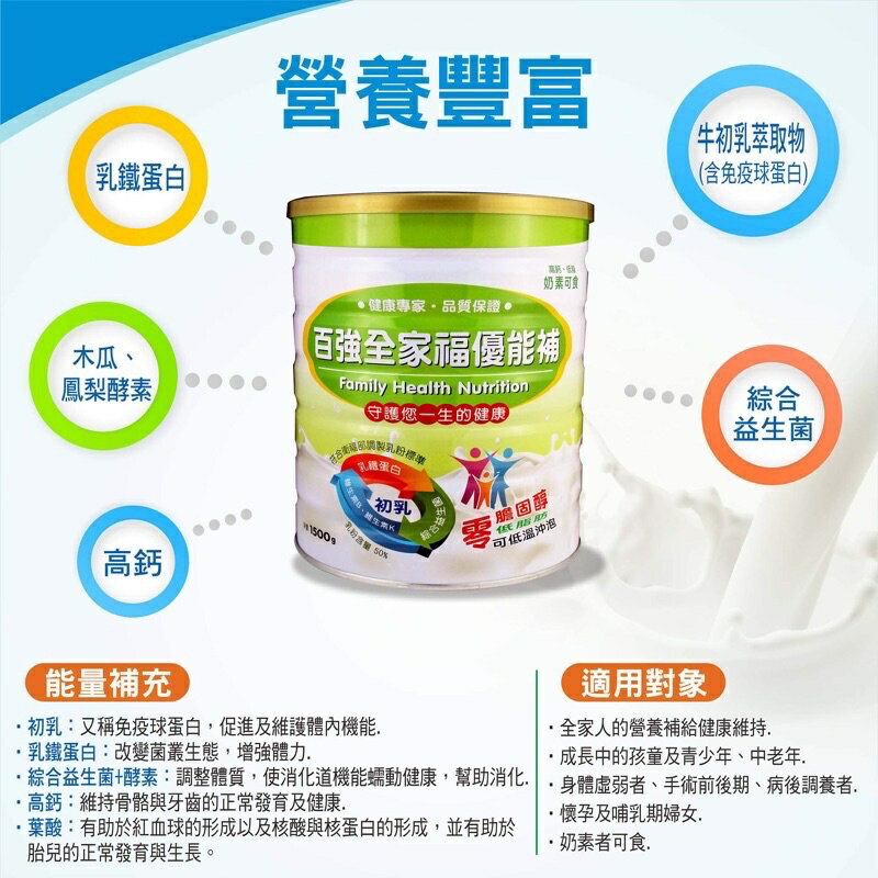 百強全家福優能補 1500g 3
