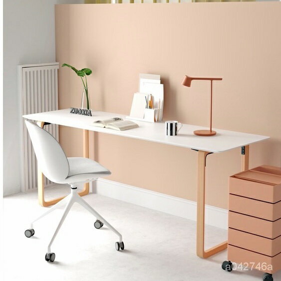 長條電腦桌現代傢用北歐書桌設計師簡約雙人書房實木學習桌辦公桌 HZTT