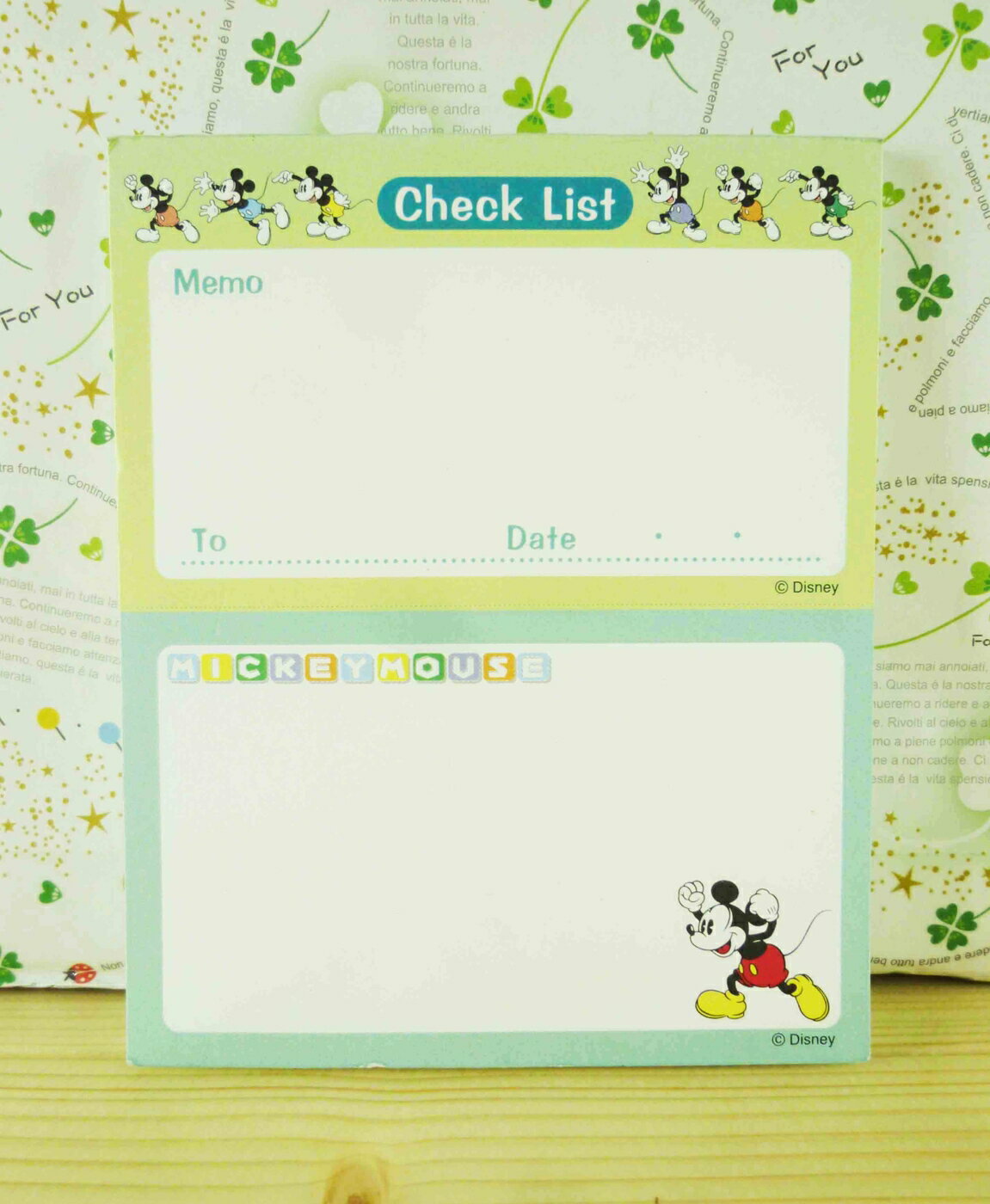 【震撼精品百貨】Micky Mouse 米奇/米妮 卡片式MEMO紙-綠色 震撼日式精品百貨