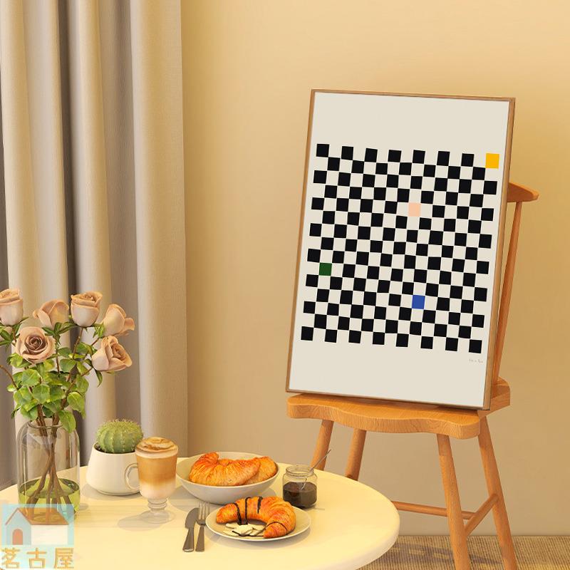 北歐ins風簡約現代抽象裝飾畫客廳玄關棋盤格掛畫小眾壁畫