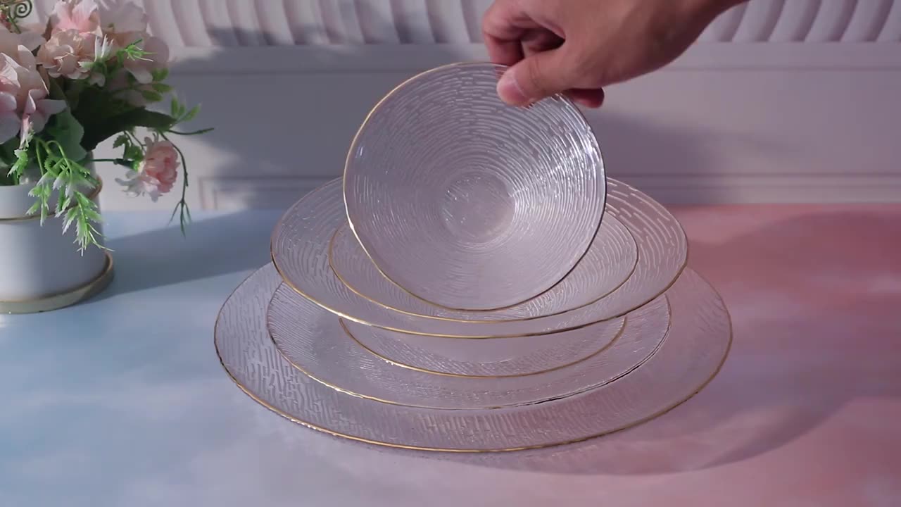 橫紋水果盤水晶玻璃客廳家用創意盤子現代北歐風格網紅茶幾ins風