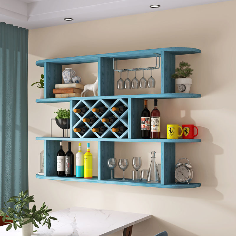 懸掛式置物紅酒架 【最低價 公司貨】簡約酒櫃酒架餐廳飯店墻上壁掛式酒格子可定制◆生活百貨挖寶節 1