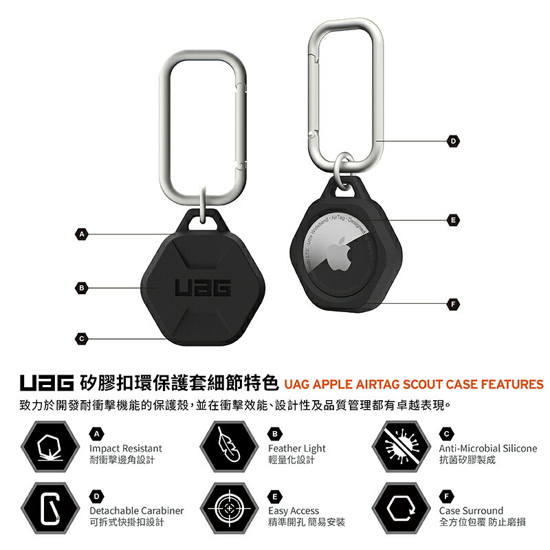 UAG 矽膠 六角防摔 保護套 保護殼 鑰匙圈 定位器 追蹤器 Apple AirTag 3