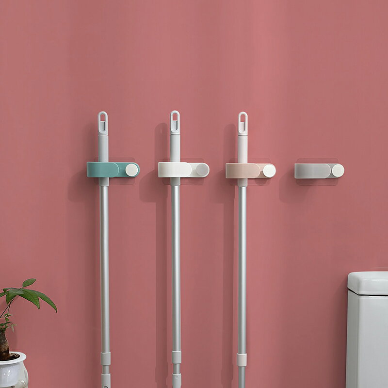 免打孔拖把架衛生間壁掛式固定卡扣掃把固定器掛鉤掛架廁所拖把夾