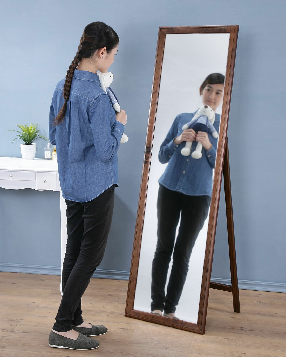 高159實木立鏡 掛鏡 壁鏡 穿衣鏡 全身鏡 【馥葉】【型號MR153F 】立掛兩用鏡 超值好用