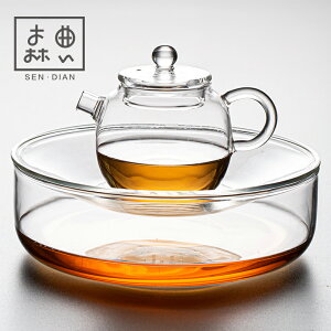 森典 壺承干泡臺功夫茶具配件茶道用具玻璃泡茶工具日式蓄水茶承