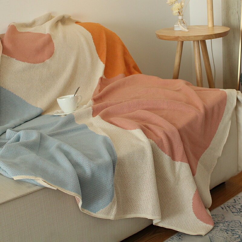 北歐莫蘭迪純棉針織風格系沙發蓋布巾四季通用萬能沙發套罩坐墊子