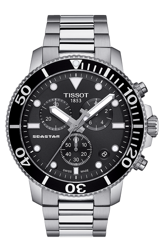 TISSOT 天梭 T1204171105100 SEASTAR海洋之星潛水錶 小鬼配戴款 黑 鋼帶 45.5mm