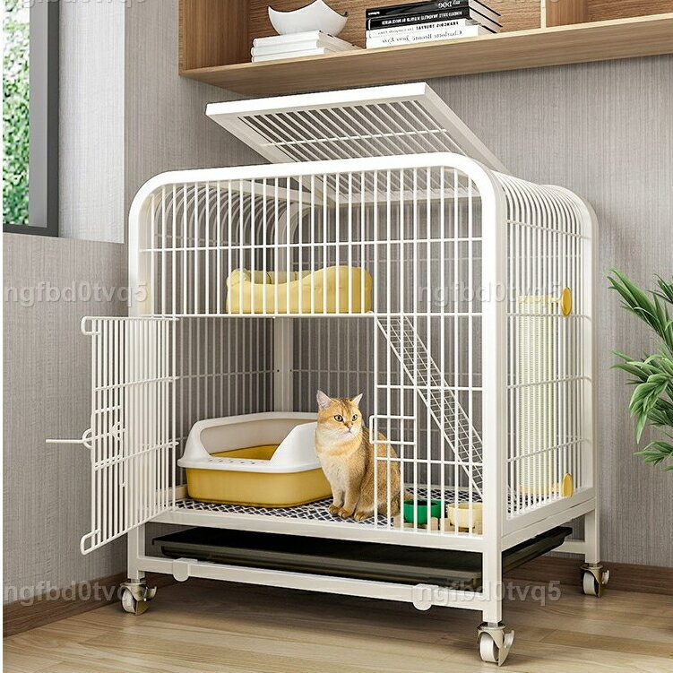 開立發票 免運 貓籠 貓屋 貓籠子 方管豪華閣樓式貓籠 貓窩 貓別墅 貓櫃 貓舍 家用室內 兩層別墅 廁所貓砂盆一體 不占地 0