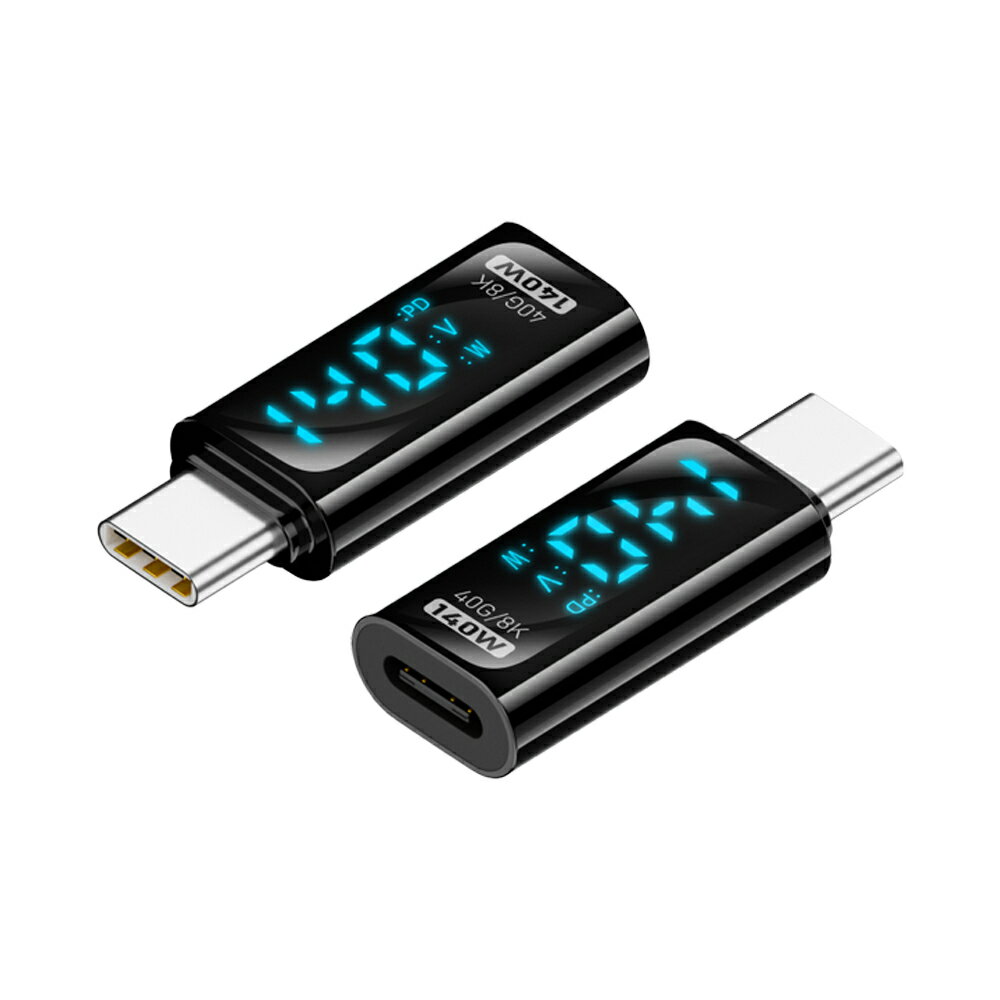 Kamera Type-C(公) 轉 Type-C(母) 數顯 140W 轉接頭 28V/5A 充電 傳輸 即時數據顯示