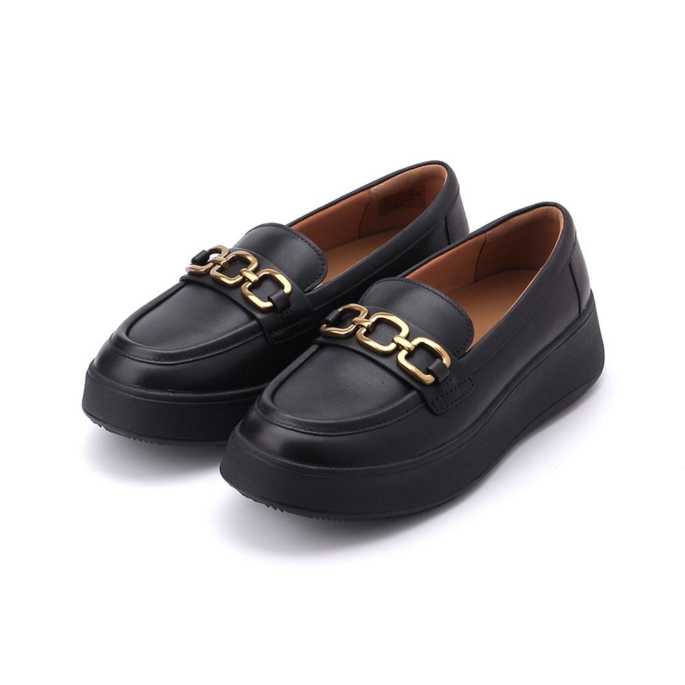 FITFLOP F-MODE 方扣鏈條皮革樂福鞋 黑 6212-16191 女鞋