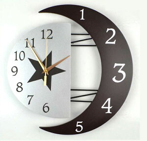 現代感時鐘掛鐘創意幾何造型創意設計日月星辰鐘錶燙金設計感-數字/羅馬【AAA3105】