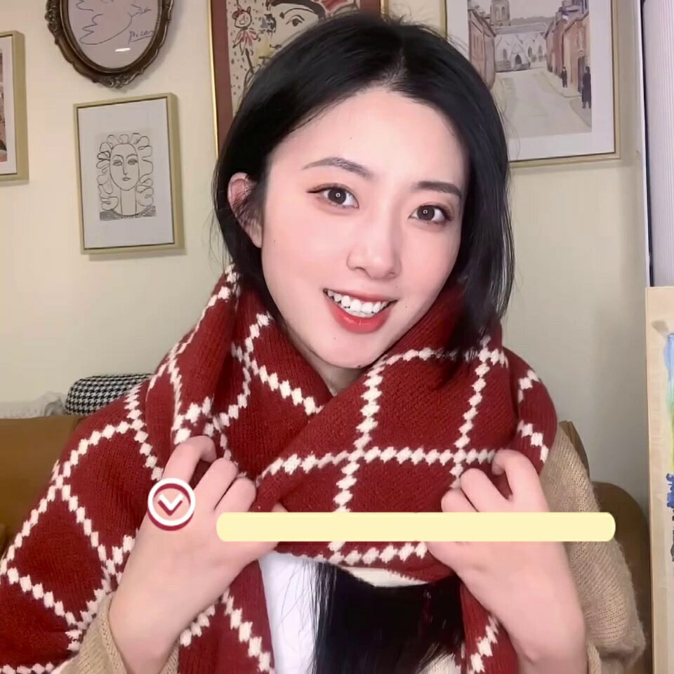 【冬季優選】韓系生日禮物圣誕針織紅色圍巾女冬季保暖學生高級感毛線圍脖男秋