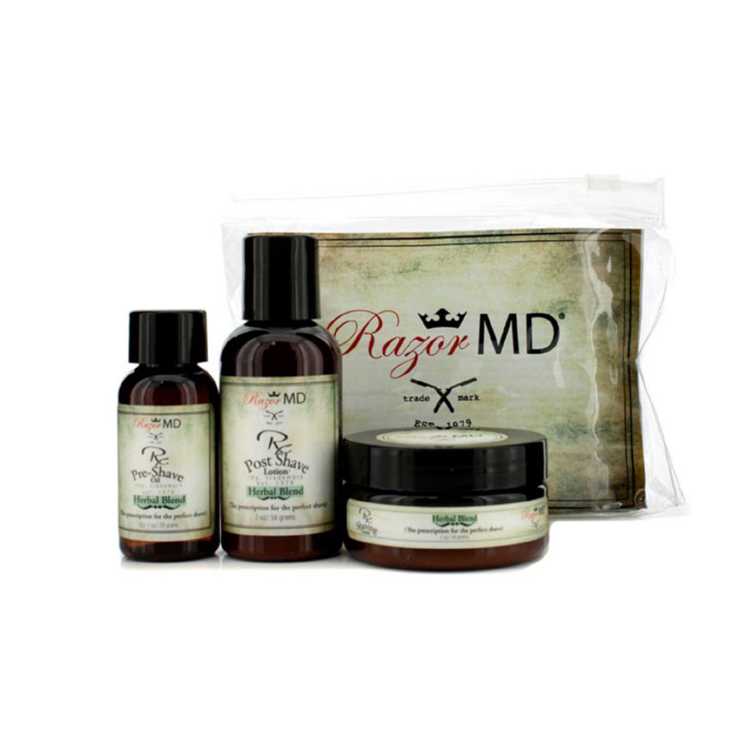 Razor MD - RX 剃鬚3件套(草本香氣):剃鬚乳液 60ml + 剃鬚前精油30ml +剃鬚乳霜 60ml RX Shave Trio (Herbal Blend): Post Shave Lotion 60ml + Pre Shave Oil 30ml + Shave Cream 60ml