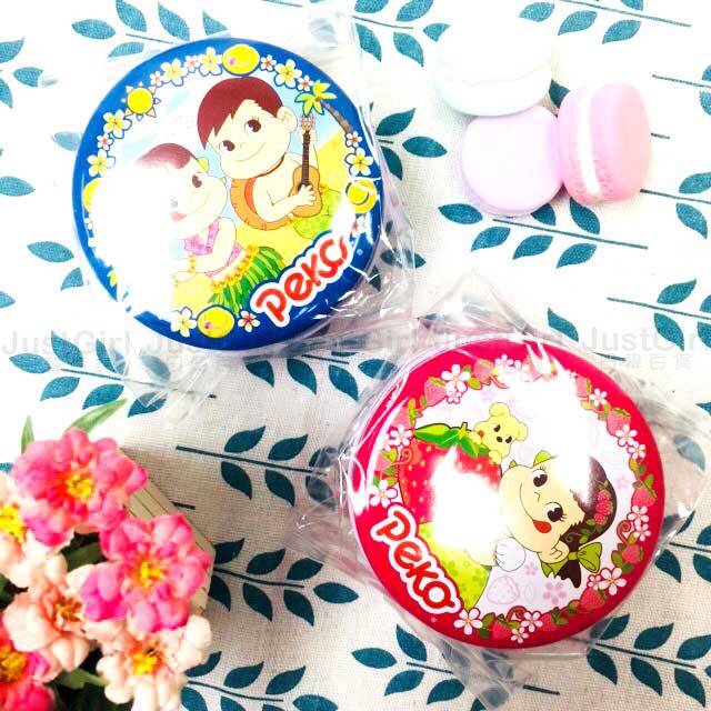 不二家 牛奶糖圓罐 夏威夷 草莓 鐵圓罐 40g 食品 日本製造進口 JustGirl