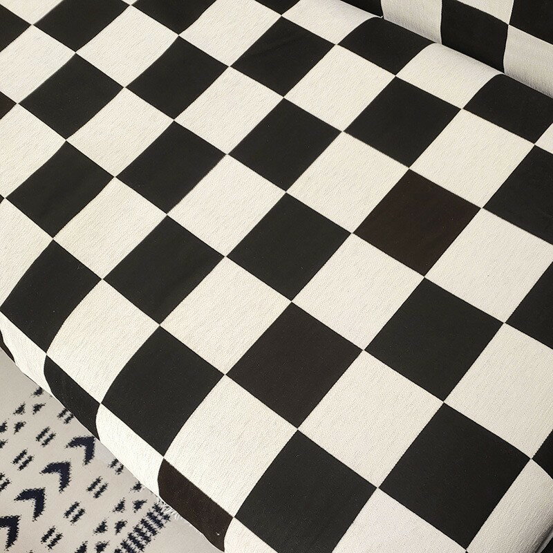 1.8米寬雪尼爾斑馬紋布料雪尼爾布料沙發蓋巾黑白色幾何花