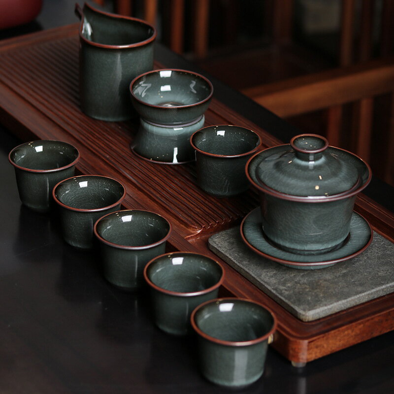 龍泉功夫茶具鐵胎青瓷陶瓷茶壺蓋碗茶杯復古禮盒辦公室茶室項世豪