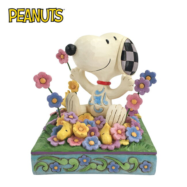 【正版授權】Enesco 史努比 花叢玩耍 塑像 公仔 精品雕塑 Snoopy PEANUTS - 283309