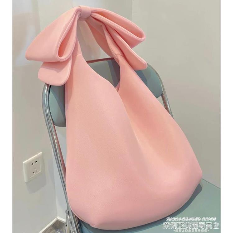 蝴蝶結包 粉色少女心蝴蝶結豬肚包大容量側背包可愛兔耳朵手提包2021夏新款