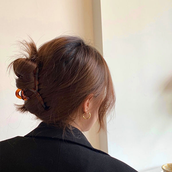 ANNAS 正韓 爆款 鯊魚夾 透明 大理石 琥珀色 抓夾 髮夾 大號 壓克力 韓國 5