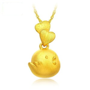 本命年吊墜雙心形鍍3D硬黃金歐幣項鏈女越南沙金飾品生肖小雞禮物