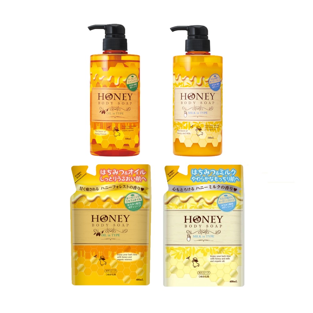 日本 DAIICHI 第一石鹼 天然蜂蜜保濕沐浴乳 蜂蜜香味 蜂蜜牛奶 瓶裝500ml 另售補充包400ml【領券滿額再折千11/30止】 1