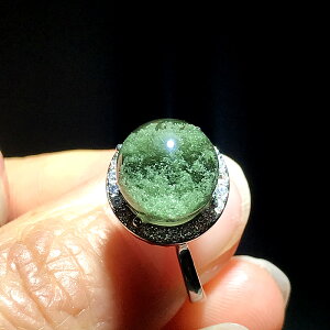 新貨促銷水晶飾品綠幽靈聚寶盆戒指女款轉運珠925銀活口指環