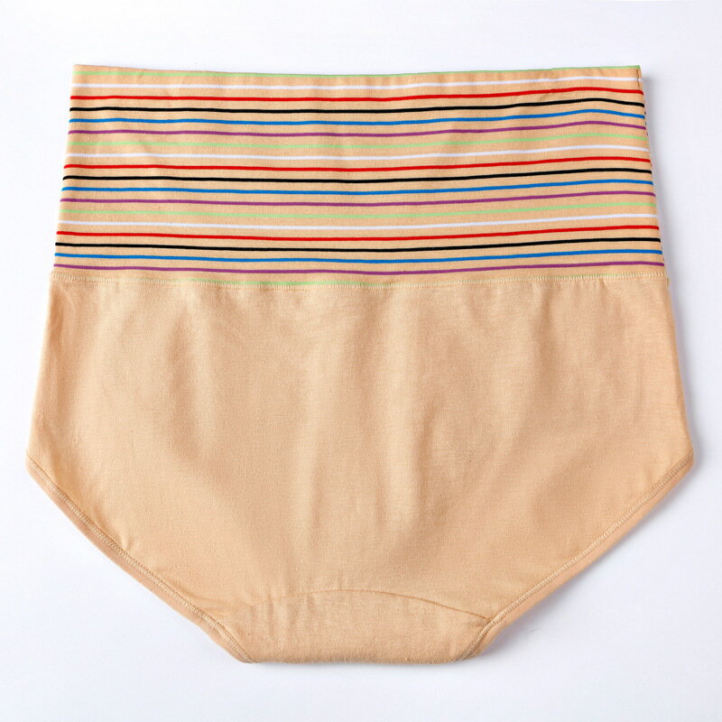 純棉高腰女內褲提臀收腹棉褲頭收腹透氣美體塑身提臀棉條紋三角褲 3