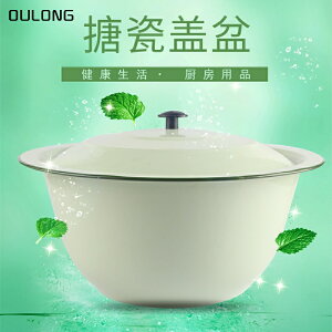 綠色搪瓷蓋盆懷舊搪瓷洗手盆碗復古老式豬油碗帶蓋加高