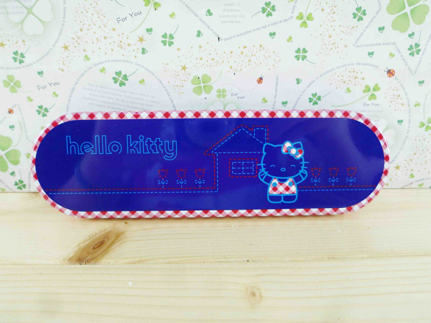 【震撼精品百貨】Hello Kitty 凱蒂貓 KITTY鉛筆盒-牛仔圖案-藍色 震撼日式精品百貨