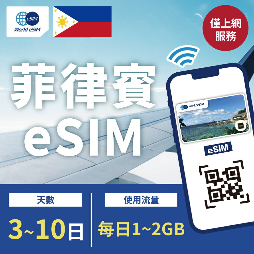 菲律賓 eSIM 上網卡 3~10天 每日1~2GB方案任你選 Globe和SmarTone電信 手機上網 菲律賓漫游 旅游卡 日商公司品質保證