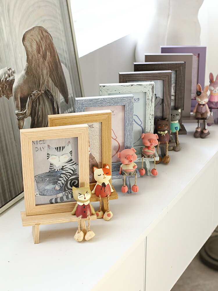 創意動漫卡通相框6寸 兒童照片相架 可愛ins立體復古木質裝飾擺臺