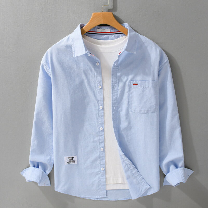 【巴黎精品】現貨+預購 男襯衫長袖上衣男日系寬鬆休閒襯衫男裝-春秋純色潮流商務男上衣3色a1kq82