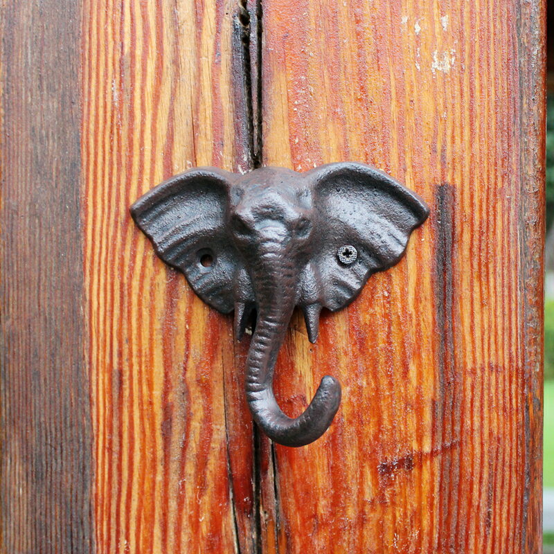 美式創意動物大象裝飾掛鉤墻面壁掛玄關收納復古鑰匙架個性衣帽鉤