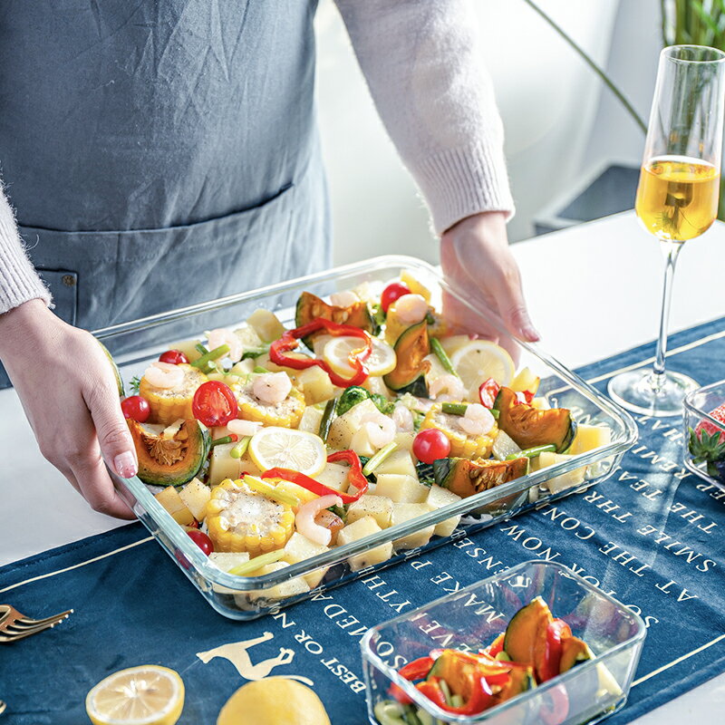長方形玻璃烤盤超大號家用盤子平盤耐熱菜盤微波爐烤箱歐式烘焙盤