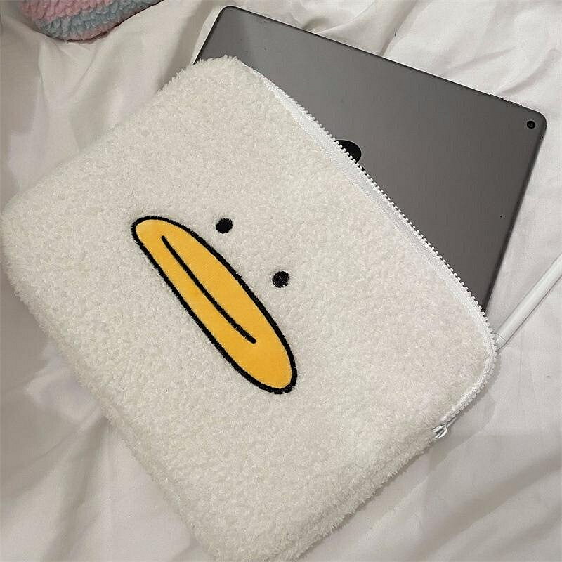 【Inbo-盈寳】筆電包 11吋 ipad包 電腦包 韓國 ins毛絨刺繡黃嘴鴨電腦包11/13/15吋筆電收納包